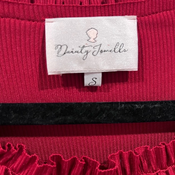 Dainty Jewells Red Long Sleeve Ruffled Hem Midi Dress - Picture 2 of 5